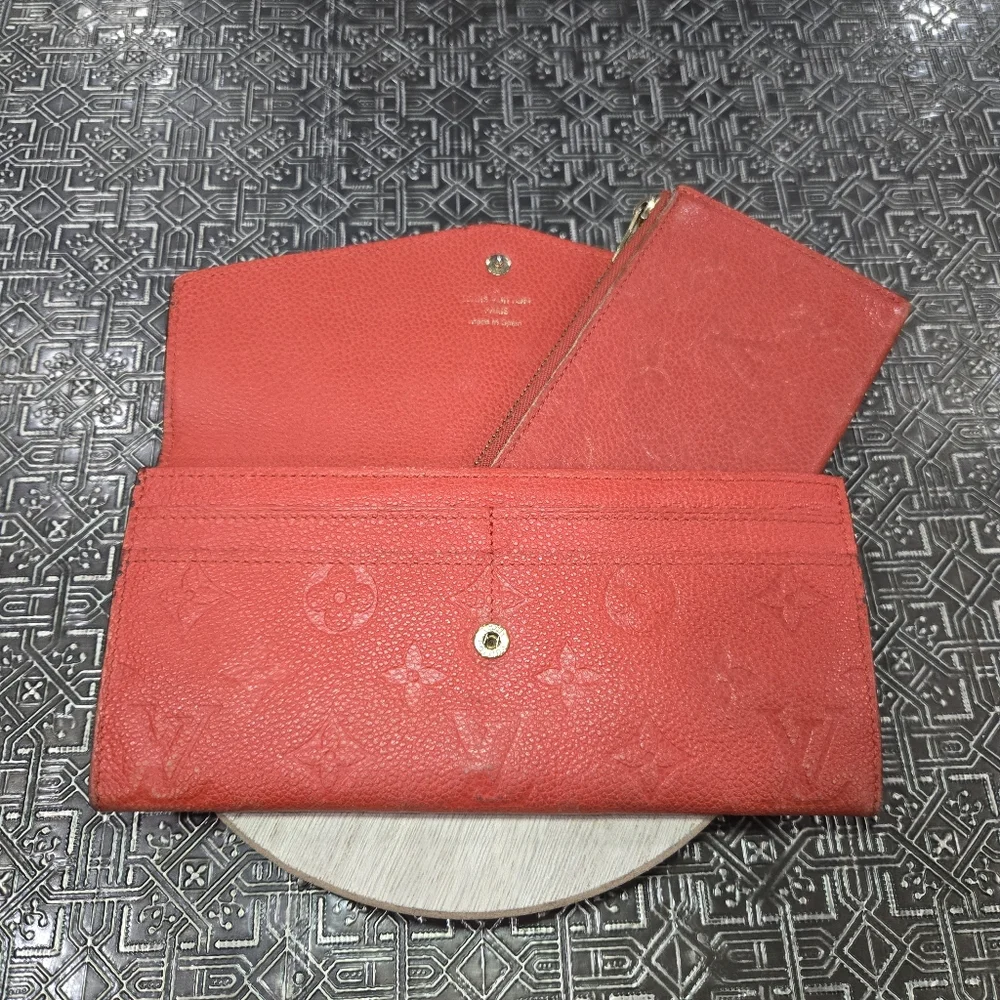 🐢 Louis Vuitton Portefeuille Curieuse Empreinte Red Wallet 2in1 Great Condition - Picture 11 of 15